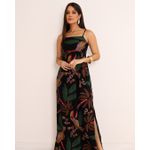 Vestido Longo Leticia Decote Reto - Preto