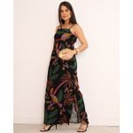 Vestido Longo Leticia Decote Reto - Preto