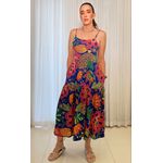 Vestido Midi Iris Estampado - Azul