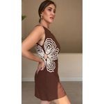 Vestido Curto Clara Nula Manga - Marrom