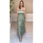 Vestido Longo Flora Com Babados- Verde