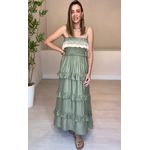 Vestido Longo Flora Com Babados- Verde