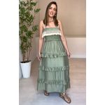 Vestido Longo Flora Com Babados- Verde