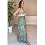 Vestido Longo Flora Com Babados- Verde