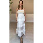 Vestido Longo Flora Com Babados- Branco