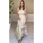 Vestido Longo Flora Com Babados- Nude