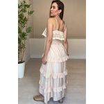 Vestido Longo Flora Com Babados- Nude