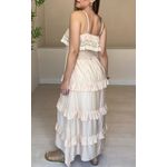 Vestido Longo Flora Com Babados- Nude