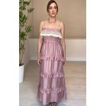 Vestido Longo Flora Com Babados- Rosa