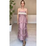 Vestido Longo Flora Com Babados- Rosa