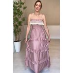 Vestido Longo Flora Com Babados- Rosa