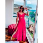 Vestido Ariane Longo Fenda Pink 