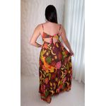 Vestido Longo Beatriz Estampado Com Amarração - Marrom