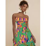 Vestido Maria Longo Decote Reto Estampa Tucano