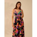 Vestido Virginia Longo Estampado - Preto 