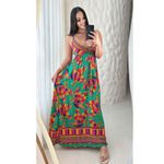Vestido Isadora Longo Estampa Tucano- Verde