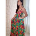 Vestido Isadora Longo Estampa Tucano- Verde