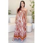 Vestido Rebeca Longo Animal Print - Marrom