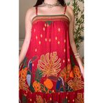 Vestido Longo Maisa Decote Reto Estampa Florida - Vemelho
