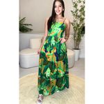 Vestido Ingrid Longo Estampa Tropical - Verde