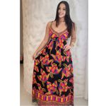 Vestido Isadora Longo Estampa Tucano- Preto