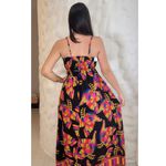 Vestido Isadora Longo Estampa Tucano- Preto