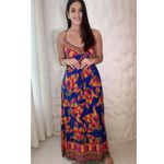 Vestido Isadora Longo Estampa Tucano - Azul