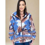 Jaqueta Parka Estampa Floral- Azul