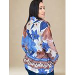 Jaqueta Parka Estampa Floral- Azul