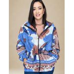 Jaqueta Parka Estampa Floral- Azul