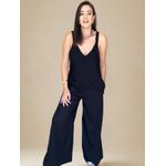Macacão Sthe Pantalona de Alcinha Liso- Preto 