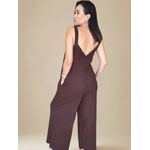 Macacão Sthe Pantalona de Alcinha Liso- Marrom