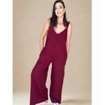 Macacão Sthe Pantalona de Alcinha Liso- Vinho