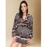 Vestido Mariá Boho Manga Longa- Marrom
