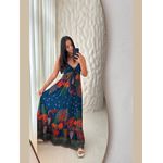 Vestido Samanta Longo Estampa - Azul