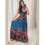 Vestido Samanta Longo Estampa - Azul