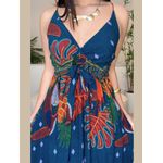 Vestido Samanta Longo Estampa - Azul