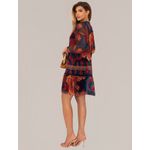 Vestido Floral Tule Manga Longa Coleção Folhas de Outono