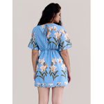 Vestido Yasmin Kimono Azul Florido