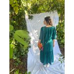 Vestido risca de giz petróleo