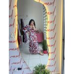 vestido marrom e azul 