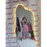 vestido marrom e azul 