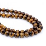 Fio de Pedra Natural Olho de Tigre 8mm com aprox. 47 pedras.