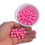 Perolas Abs Com Furo 10mm Rosa Chiclete Artesanato 100 Unidades 