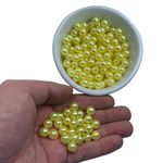 Perolas Abs Com Furo 8mm Amarelo Claro Artesanato 200 Unidades