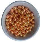 Perolas Abs Com Furo 8mm Laranja Artesanato 200 Unidades