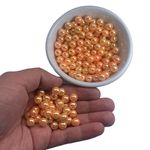 Perolas Abs Com Furo 8mm Laranja Artesanato 200 Unidades