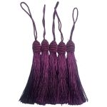 Kit 5 Pingente Tassel 9cm Roxo Com Detalhe em Dourado 