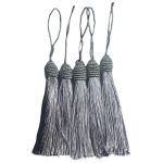 Kit 5 Pingente Tassel 9cm Cinza Com Detalhe em Dourado 
