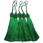 Kit 5 Pingente Tassel 9cm Verde Bandeira Com Detalhe em Dourado